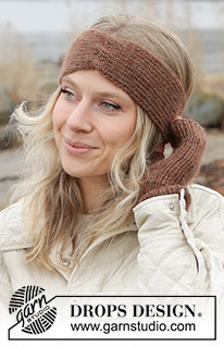 Autumn's Hush Headband / DROPS 242-18 - Strikket pandebånd i DROPS Alpaca og DROPS Kid-Silk. Arbejdet strikkes med rib og snoninger.