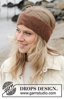 Autumn's Hush Headband / DROPS 242-18 - Strikket pandebånd i DROPS Alpaca og DROPS Kid-Silk. Arbejdet strikkes med rib og snoninger.