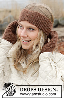 Autumn's Hush Headband / DROPS 242-18 - Strikket pandebånd i DROPS Alpaca og DROPS Kid-Silk. Arbejdet strikkes med rib og snoninger.