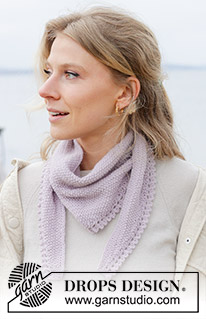 Notions of Spring / DROPS 242-2 - Knitted shawl in DROPS Alpaca. The piece is worked sideways, with moss stitch and picot edging.