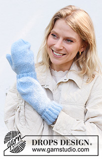 Ski Weekend Mittens / DROPS 242-27 - Gebreide wanten in DROPS Alpaca en DROPS Kid-Silk. Het werk wordt van onder naar boven gebreid. Maten S - L.