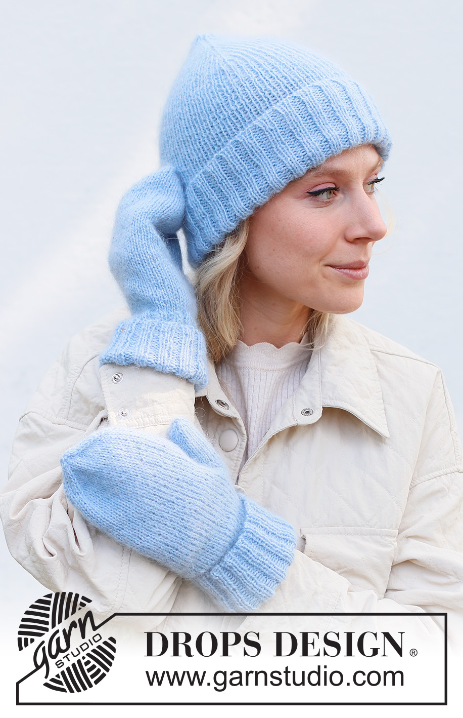 Ski Weekend Hat / DROPS 242-28 - Knitted hat / hipster-hat in DROPS Alpaca and DROPS Kid-Silk. The piece is worked top down with rib. Sizes S - L.