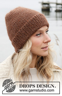 Hot Cocoa Hat / DROPS 242-31 - DROPS Alpaca ja DROPS Kid-Silk lõngadest soonikkoes kootud müts