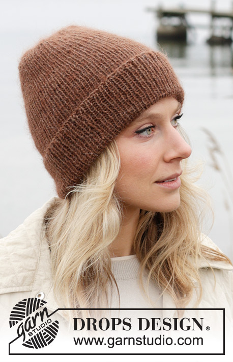 Hot Cocoa Hat / DROPS 242-31 - DROPS Alpaca ja DROPS Kid-Silk lõngadest soonikkoes kootud müts