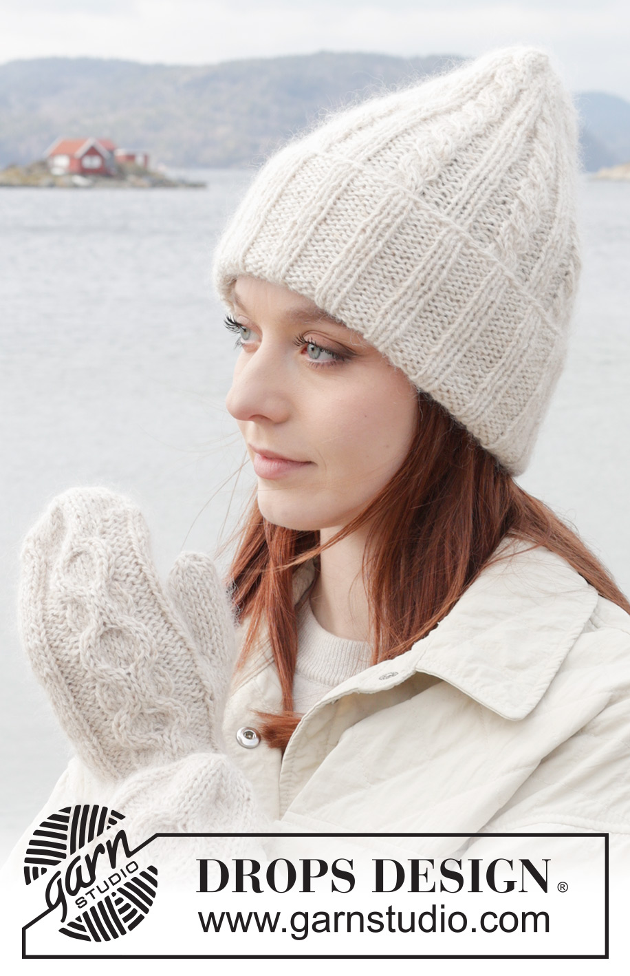 Snow Bright Hat / DROPS 242-36 - Knitted hat with rib and cables in DROPS Soft tweed and DROPS