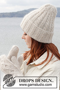 Snow Bright Hat / DROPS 242-36 - Knitted hat with rib and cables in DROPS Soft tweed and DROPS