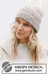 Haze Over Hat / DROPS 242-40 - Strikket hue i 2 tråde DROPS Alpaca. Arbejdet strikkes nedefra og op i glatstrik med kant i rib.