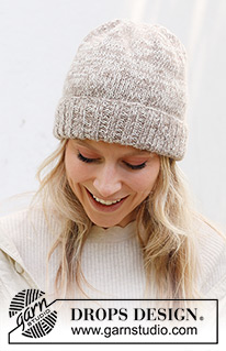 Haze Over Hat / DROPS 242-40 - Strikket hue i 2 tråde DROPS Alpaca. Arbejdet strikkes nedefra og op i glatstrik med kant i rib.
