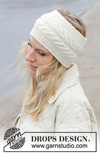Double Twist Headband / DROPS 242-41 - Knitted head band in DROPS Merino Extra Fine. The piece is worked back and forth, sideways with moss stitch and cables.