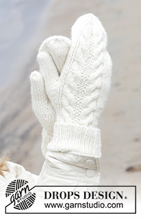 Double Twist Mittens / DROPS 242-42 - Gebreide wanten in DROPS Merino Extra Fine. Het werk wordt gebreid vanaf de pols naar boven, met kabels. Maten S - XL.