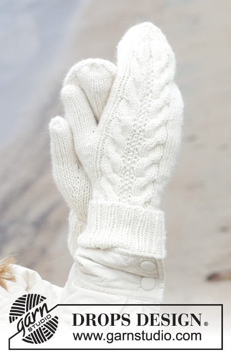 Double Twist Mittens / DROPS 242-42 - Gebreide wanten in DROPS Merino Extra Fine. Het werk wordt gebreid vanaf de pols naar boven, met kabels. Maten S - XL.