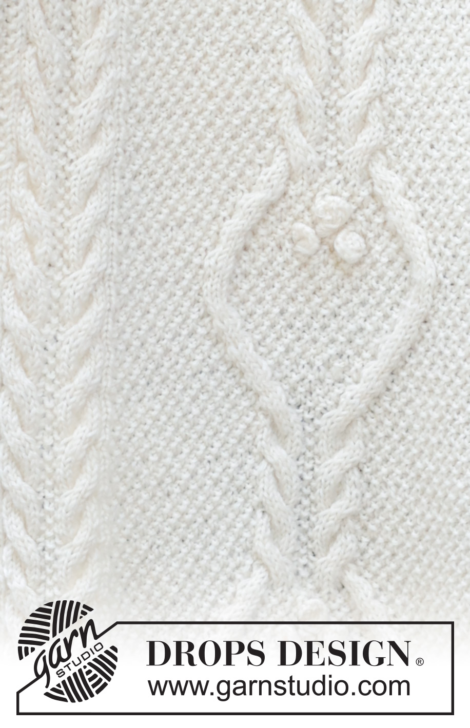 White Queen / DROPS 242-43 - Gestrickter Schal in DROPS Karisma oder DROPS Puna. Die Arbeit wird in Hin- und Rück-Reihen mit Zopfmuster und Perlmuster gestrickt.