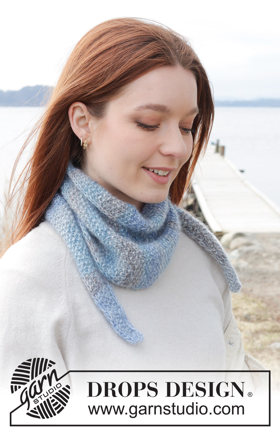 Oceans Unrest Shawl / DROPS 242-45 - DROPS Fabel ja DROPS Kid-Silk lõngadest ristipidi pärlkoes kootud sall