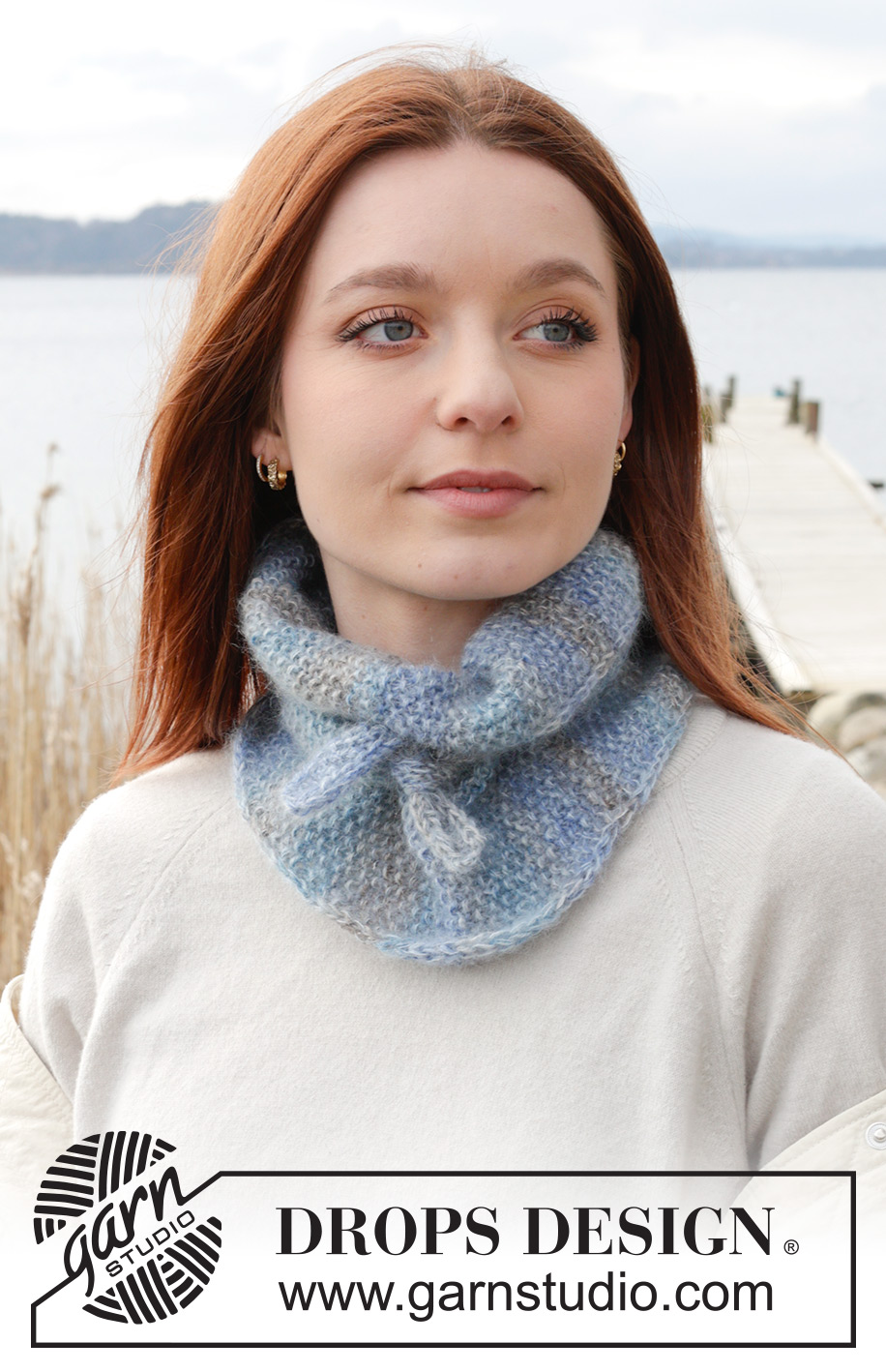 Oceans Unrest Shawl / DROPS 242-45 - DROPS Fabel ja DROPS Kid-Silk lõngadest ristipidi pärlkoes kootud sall