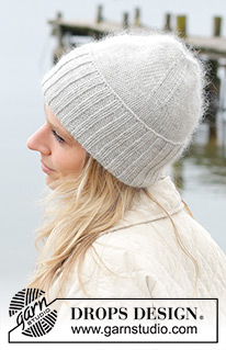 Silver Day Hat / DROPS 242-48 - Gebreide muts in DROPS Lima en DROPS Kid-Silk. Het werk wordt van onder naar boven gebreid.