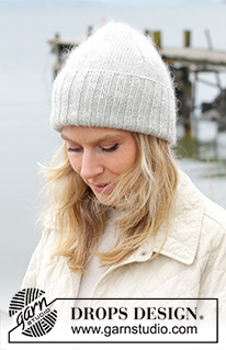Silver Day Hat / DROPS 242-48 - Gebreide muts in DROPS Lima en DROPS Kid-Silk. Het werk wordt van onder naar boven gebreid.