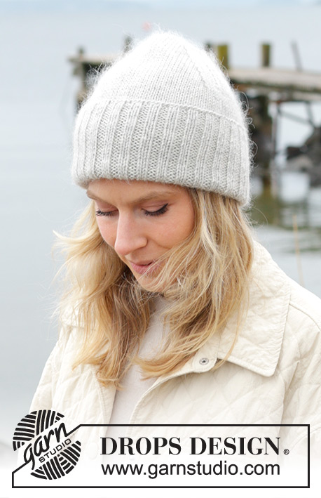 Silver Day Hat / DROPS 242-48 - Gebreide muts in DROPS Lima en DROPS Kid-Silk. Het werk wordt van onder naar boven gebreid.