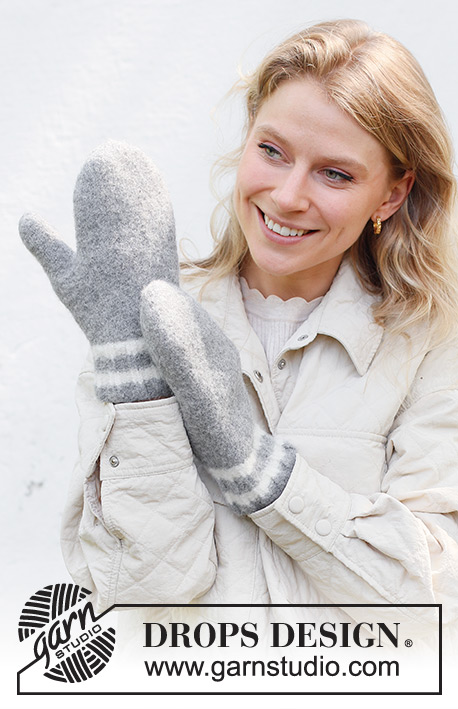 Grey Day Mittens / DROPS 242-50 - Gebreide en gevilte wanten in DROPS Lima.