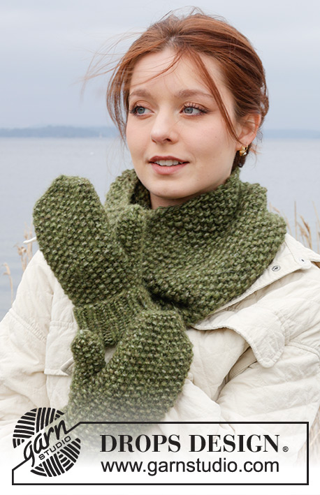 Warm Hug Mittens / DROPS 242-53 - 
Knitted mittens in 1 strand DROPS Wish or 2 strands DROPS Air. The piece is worked with moss stitch. 
