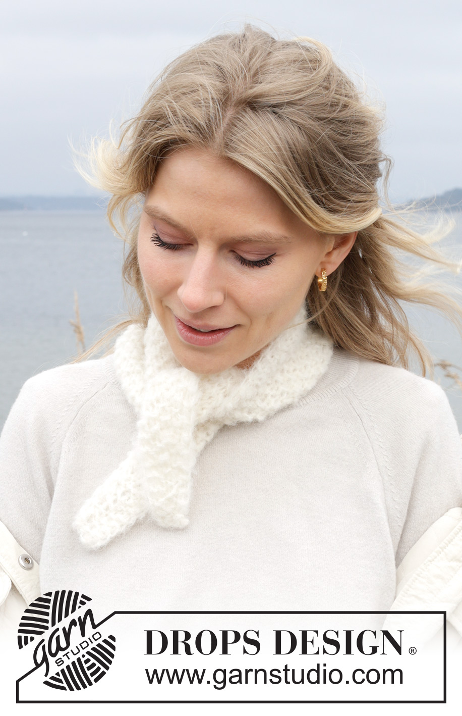 Mimie Shawl / DROPS 242-56 - Knitted shawl in DROPS Melody. The piece is worked sideways in moss stitch.