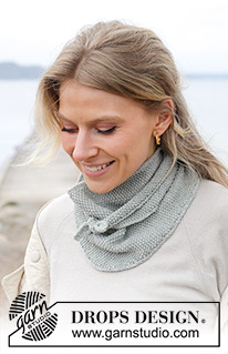 Through the Mist Shawl / DROPS 242-57 - Gebreide omslagdoek/sjaal in DROPS BabyMerino. Het werk wordt overdwars gebreid in gerstekorrel.