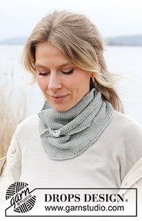 Through the Mist Shawl / DROPS 242-57 - Gebreide omslagdoek/sjaal in DROPS BabyMerino. Het werk wordt overdwars gebreid in gerstekorrel.