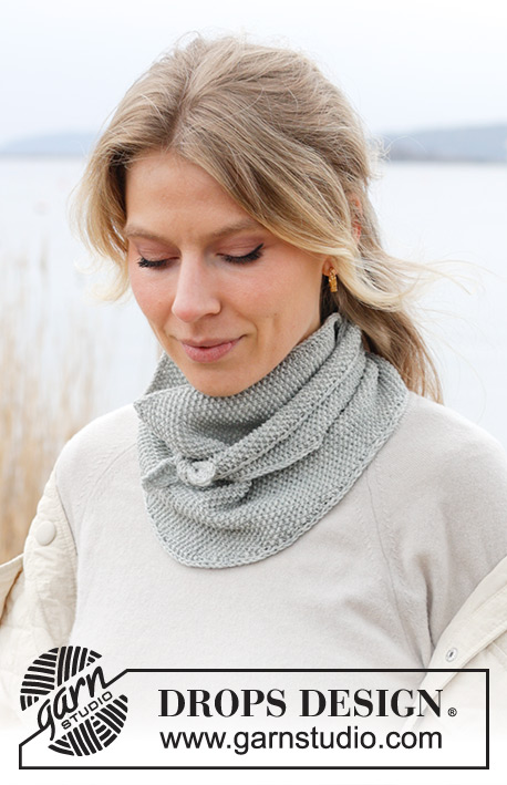Through the Mist Shawl / DROPS 242-57 - Gebreide omslagdoek/sjaal in DROPS BabyMerino. Het werk wordt overdwars gebreid in gerstekorrel.