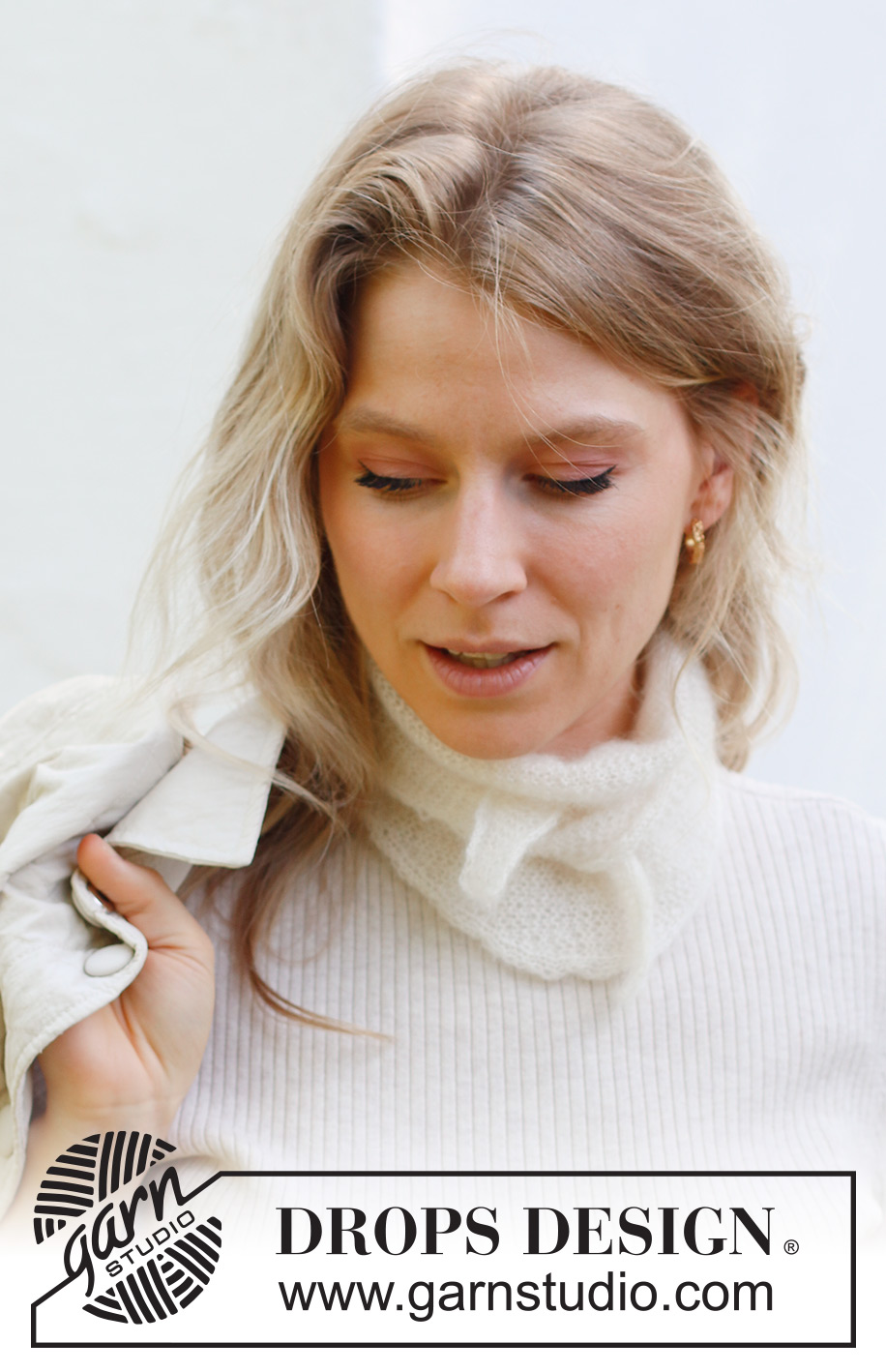 White Gull Shawl / DROPS 242-6 - Knitted shawl in DROPS Kid-Silk. The piece is worked sideways with garter stitch.