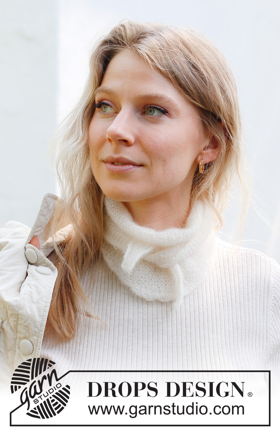 White Gull Shawl / DROPS 242-6 - Knitted shawl in DROPS Kid-Silk. The piece is worked sideways with garter stitch.