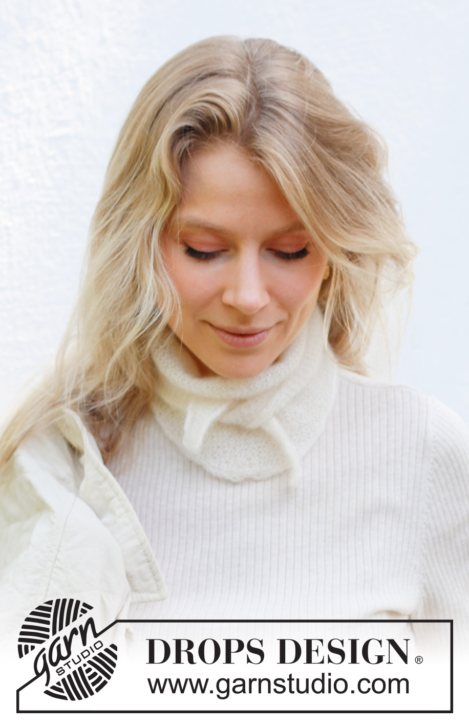 White Gull Shawl / DROPS 242-6 - Knitted shawl in DROPS Kid-Silk. The piece is worked sideways with garter stitch.