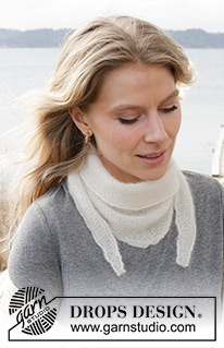 White Gull Shawl / DROPS 242-6 - Knitted shawl in DROPS Kid-Silk. The piece is worked sideways with garter stitch.