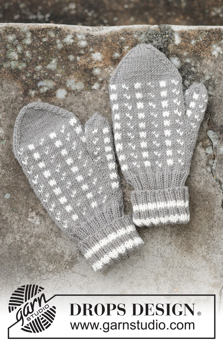 Winter Twilight Mittens / DROPS 242-64 - Knitted mittens with Nordic pattern in DROPS Merino Extra Fine.