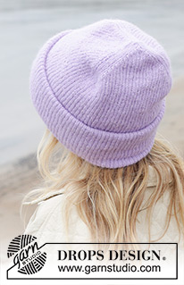 Edge of Twilight Hat / DROPS 242-7 - Strikket vendbar hipsterhue / hue i DROPS Air. Størrelse S - XL.