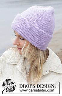 Edge of Twilight Hat / DROPS 242-7 - Strikket vendbar hipsterhue / hue i DROPS Air. Størrelse S - XL.