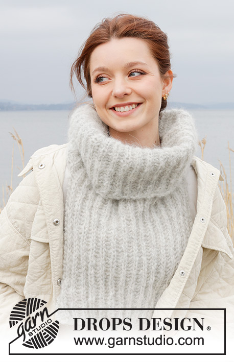 Autumn Winds Neck Warmer / DROPS 242-9 - Gebreide halswarmer in DROPS Melody. Het werk wordt van onder naar boven gebreid met Engelse patentsteek.