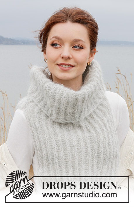 Autumn Winds Neck Warmer / DROPS 242-9 - Gebreide halswarmer in DROPS Melody. Het werk wordt van onder naar boven gebreid met Engelse patentsteek.