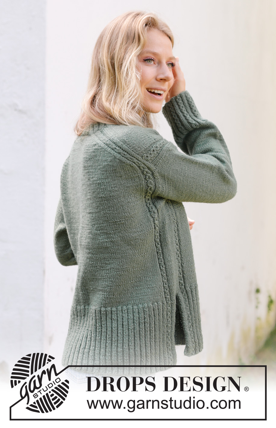 Forest Mystery / DROPS 243-11 - Knitted jumper in DROPS Lima. The piece is worked top down with European/diagonal shoulders, lace pattern and split in sides. Sizes S - XXXL.