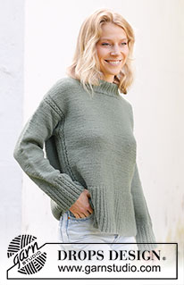 Forest Mystery / DROPS 243-11 - Knitted jumper in DROPS Lima. The piece is worked top down with European/diagonal shoulders, lace pattern and split in sides. Sizes S - XXXL.