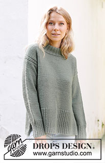 Forest Mystery / DROPS 243-11 - Knitted jumper in DROPS Lima. The piece is worked top down with European/diagonal shoulders, lace pattern and split in sides. Sizes S - XXXL.