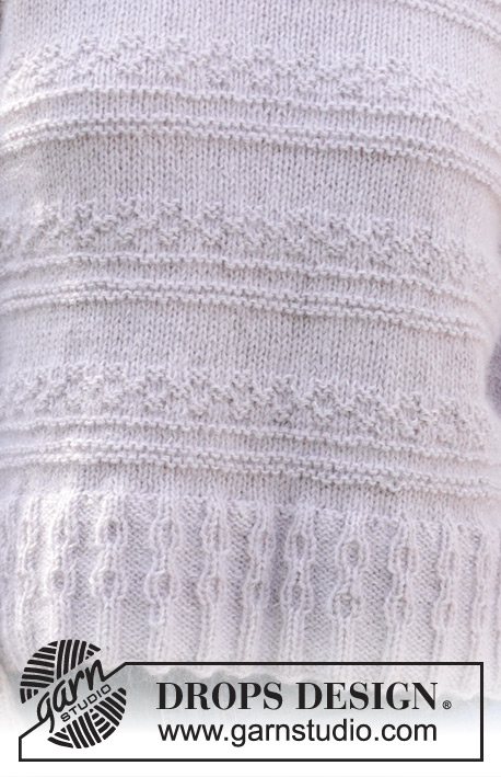 Lavender Romance Sweater / DROPS 243-15 - Knitted sweater in DROPS Alpaca and DROPS Kid-Silk. The piece is worked bottom up with garter stitch and relief-pattern. Sizes S - XXXL.