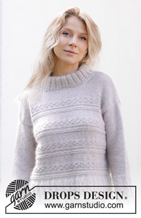 Lavender Romance Sweater / DROPS 243-15 - Knitted sweater in DROPS Alpaca and DROPS Kid-Silk. The piece is worked bottom up with garter stitch and relief-pattern. Sizes S - XXXL.