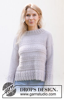 Lavender Romance Sweater / DROPS 243-15 - Knitted sweater in DROPS Alpaca and DROPS Kid-Silk. The piece is worked bottom up with garter stitch and relief-pattern. Sizes S - XXXL.