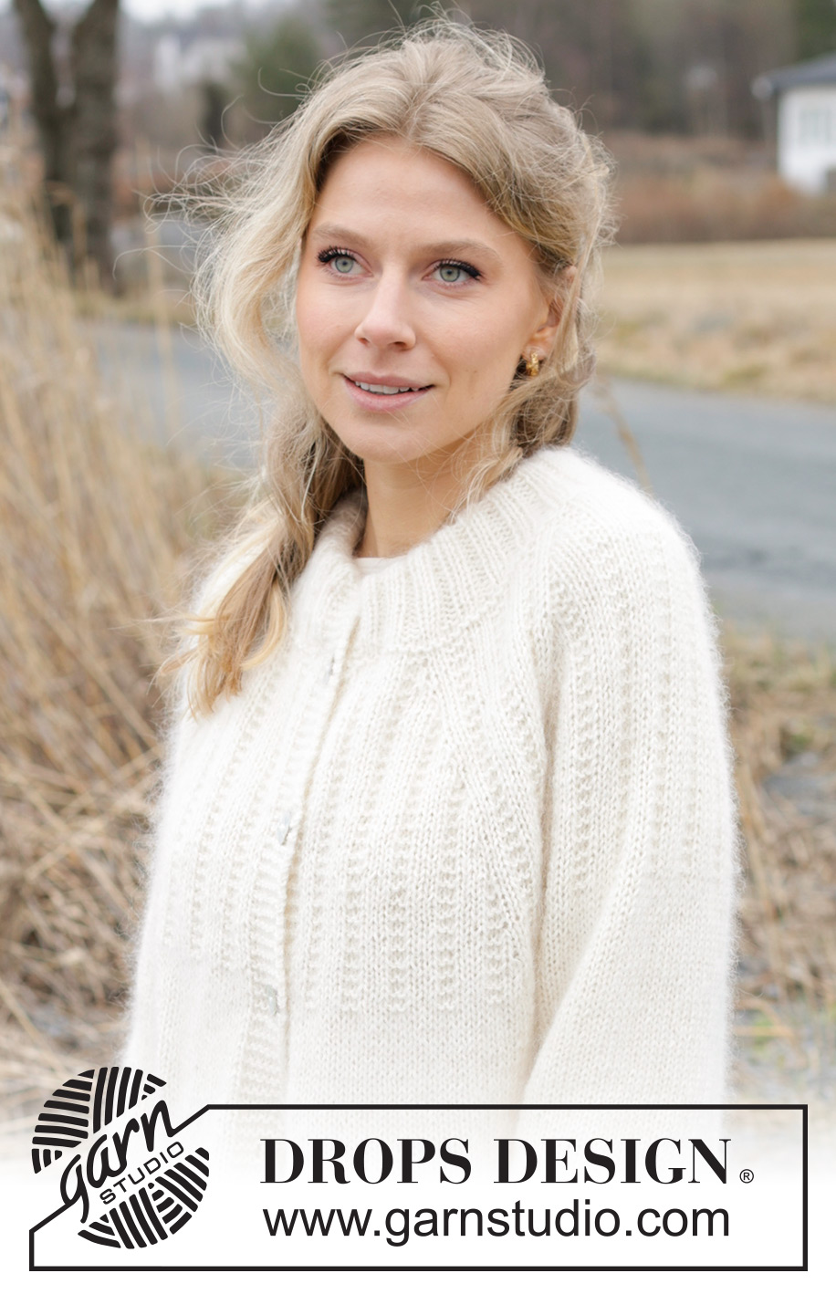 Winter Owl Cardigan / DROPS 243-2 - Knitted jacket in DROPS Flora and DROPS Kid-Silk. The piece is worked top down with double neck, raglan and relief-pattern. Sizes S - XXXL.