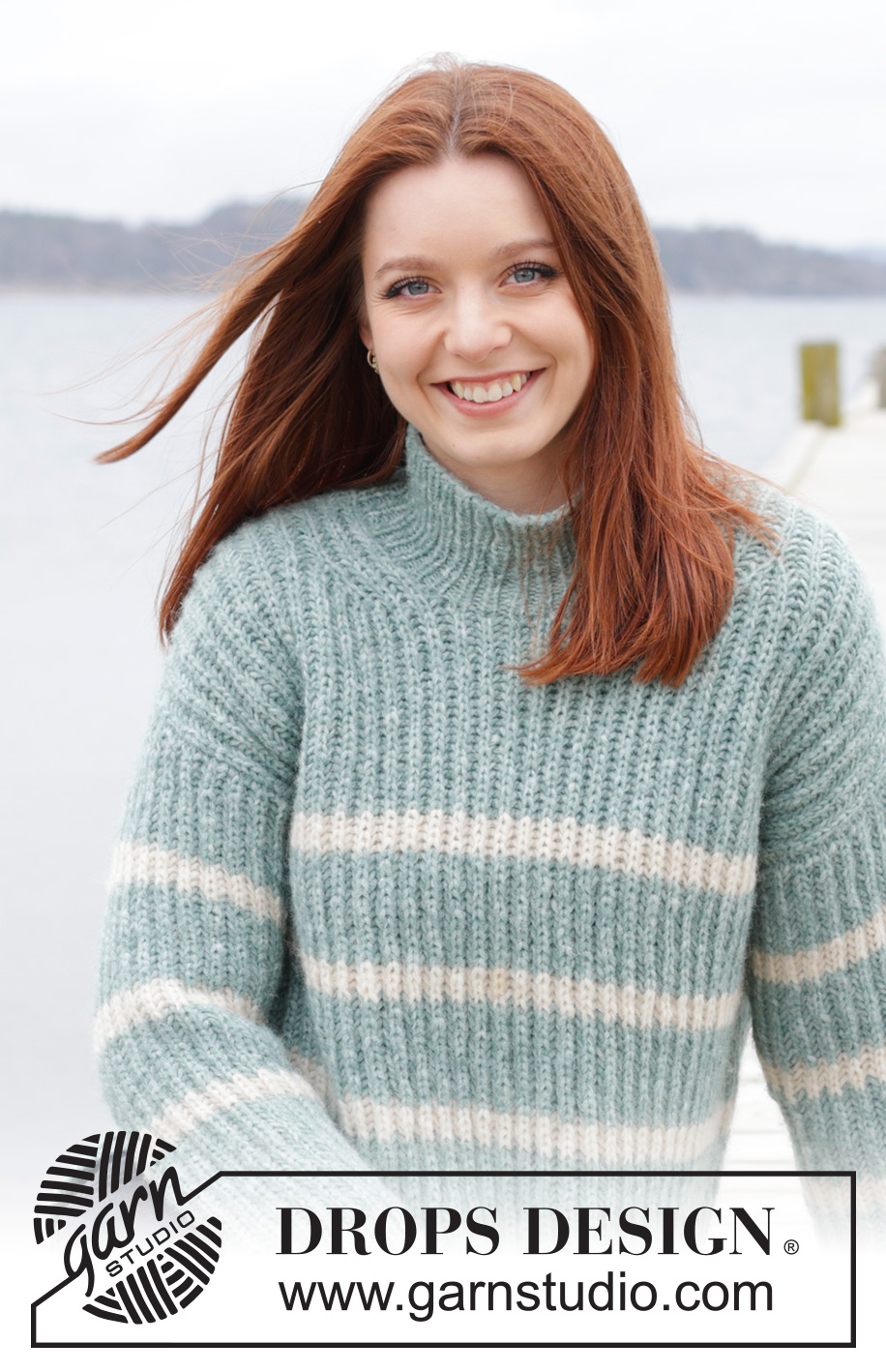 Pacific Coastline / DROPS 243-5 - Knitted sweater in DROPS Air. The piece is worked top down with European/diagonal shoulders, English rib and split in the sides. Sizes S - XXXL.