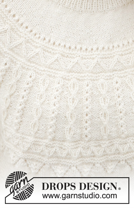 Avalanche Sweater / DROPS 243-8 - DROPS Nord lõngast ülevalt alla kootud topeltkaelusega, reljeefse mustriga ümara passega ja lõhikutega džemper suurustele S kuni XXXL