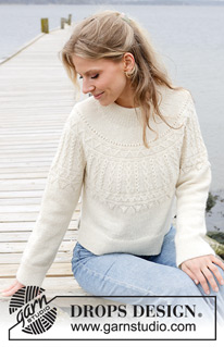 Avalanche Sweater / DROPS 243-8 - DROPS Nord lõngast ülevalt alla kootud topeltkaelusega, reljeefse mustriga ümara passega ja lõhikutega džemper suurustele S kuni XXXL