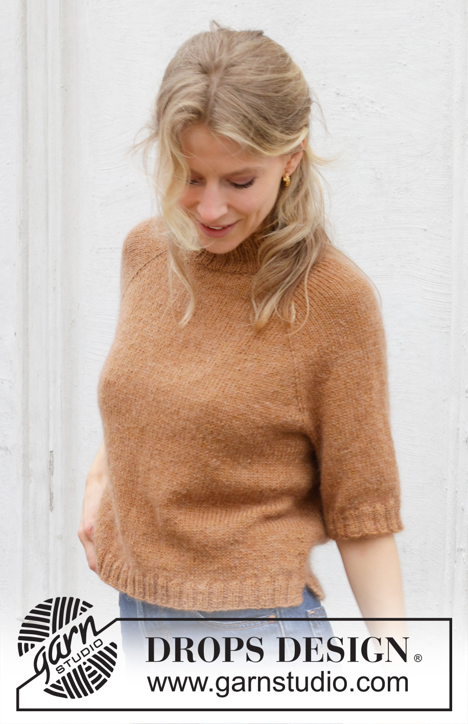 Ginger Tea Top / DROPS 244-15 - Strikket bluse i DROPS Flora og DROPS Kid-Silk. Arbejdet strikkes oppefra og ned med raglan, glatstrik og korte ærmer. Størrelse S - XXXL.