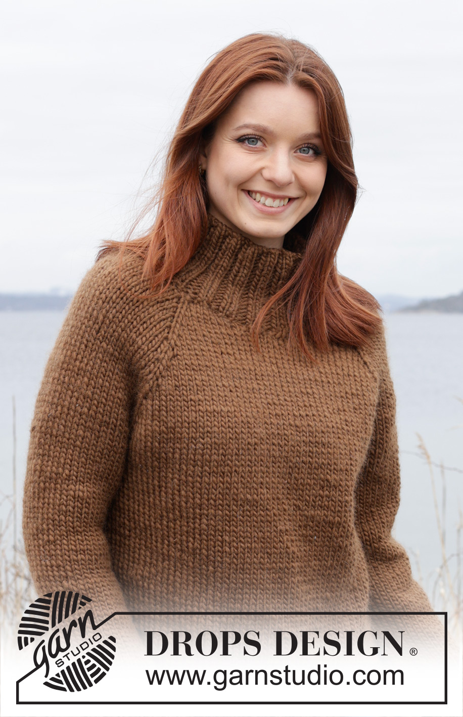 Autumn Amber Sweater / DROPS 244-25 - Knitted jumper in DROPS Snow. The piece is worked top down with stocking stitch, raglan and high neck. Sizes S - XXXL.