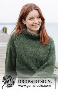 Lucky Sweater / DROPS 244-27 - Gebreide trui in DROPS Soft Tweed en DROPS Kid-Silk. Het werk wordt van boven naar beneden gebreid met dubbele halsrand, zadelschouders en tricotsteek. Maten S - XXXL.