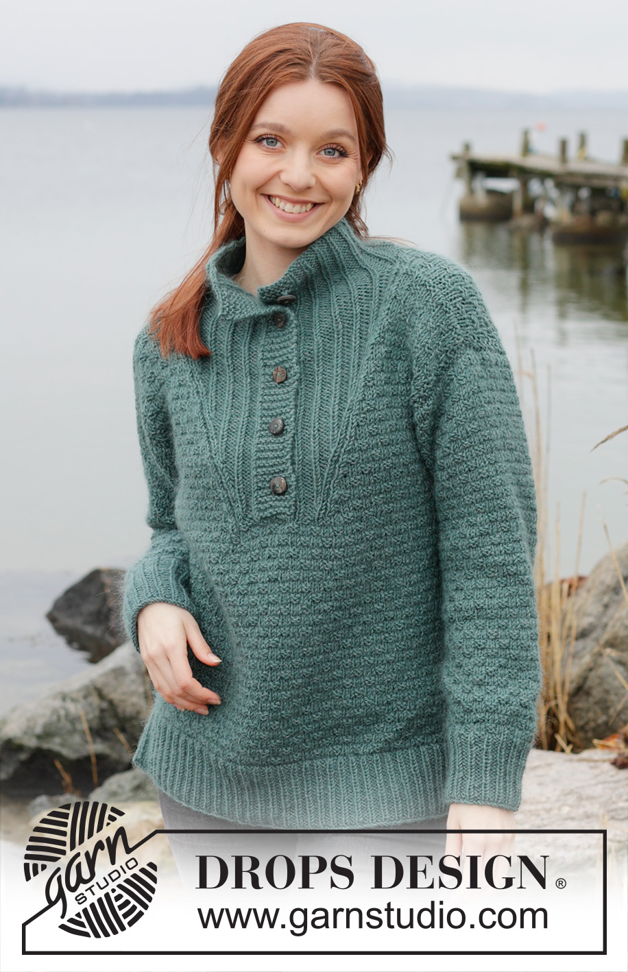 Pine Hill / DROPS 244-28 - Pulovr s plastickým vzorem pletený zdola nahoru z příze DROPS Merino Extra Fine a DROPS Kid-Silk. Velikost S - XXXL.